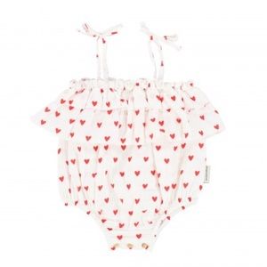 Piupiuchick red and white bubble heart romper